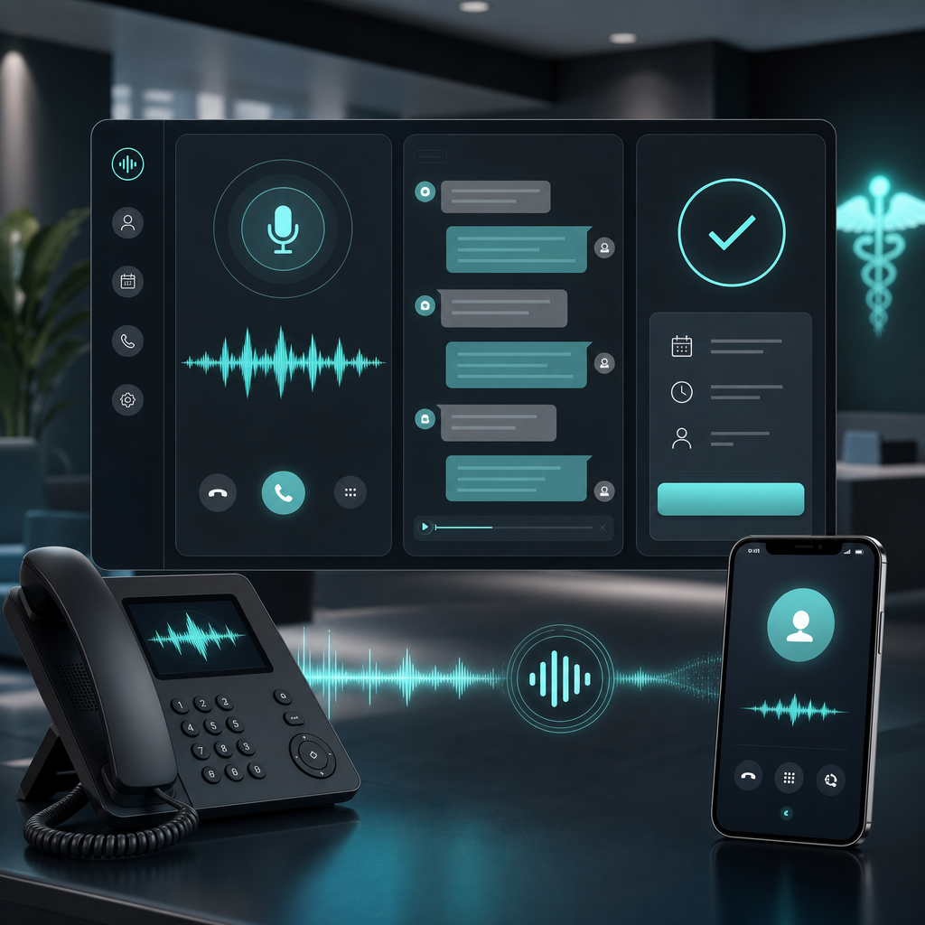 AI voice system interface showing call transcription and booking confirmation